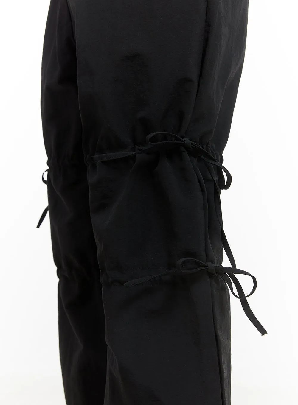 Shirred Ribbon Banded Wide-Leg Pants IS402