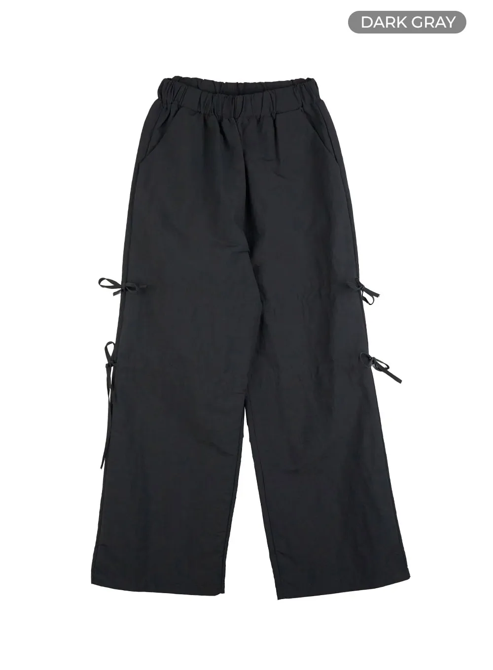 Shirred Ribbon Banded Wide-Leg Pants IS402