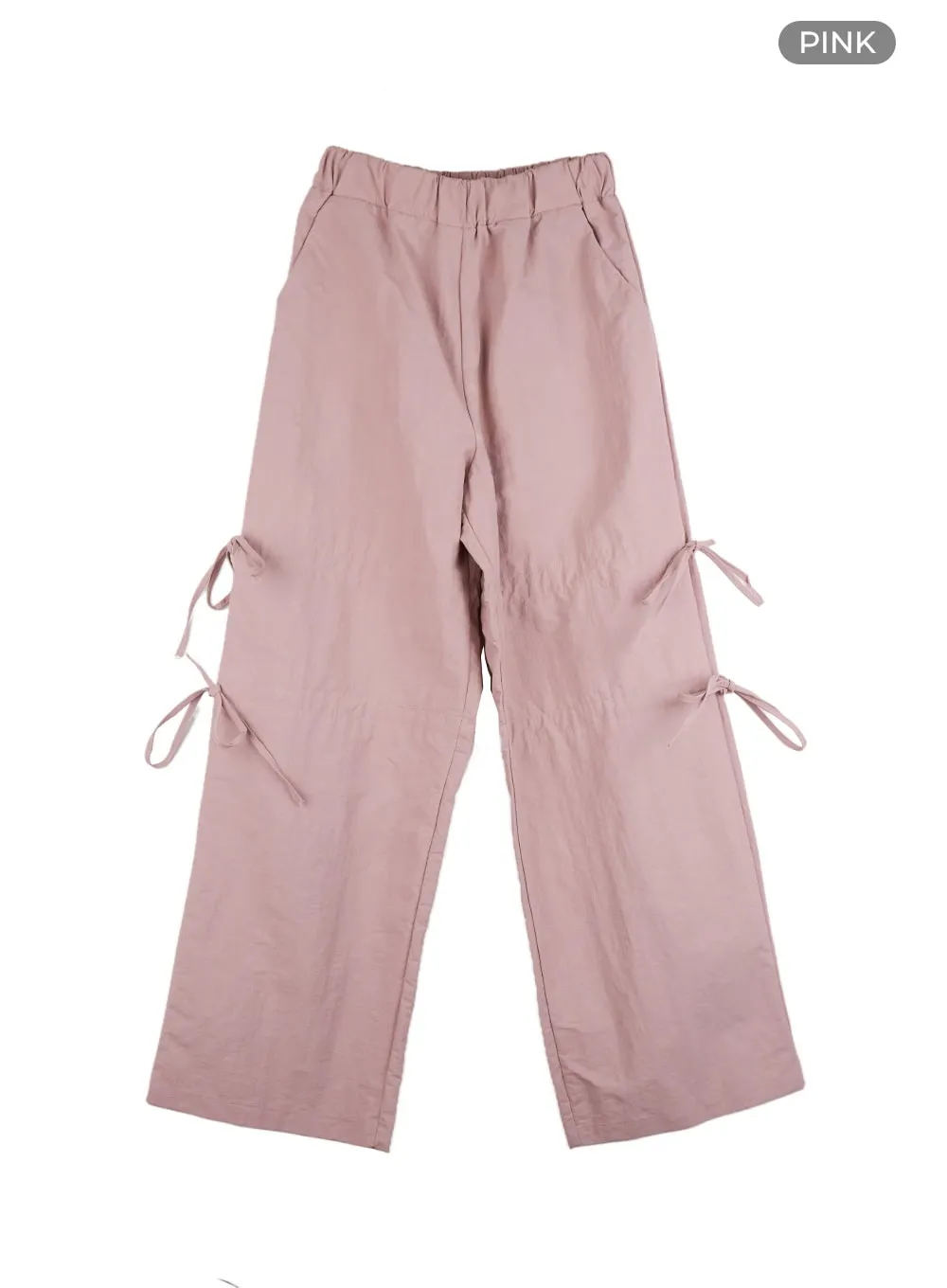 Shirred Ribbon Banded Wide-Leg Pants IS402