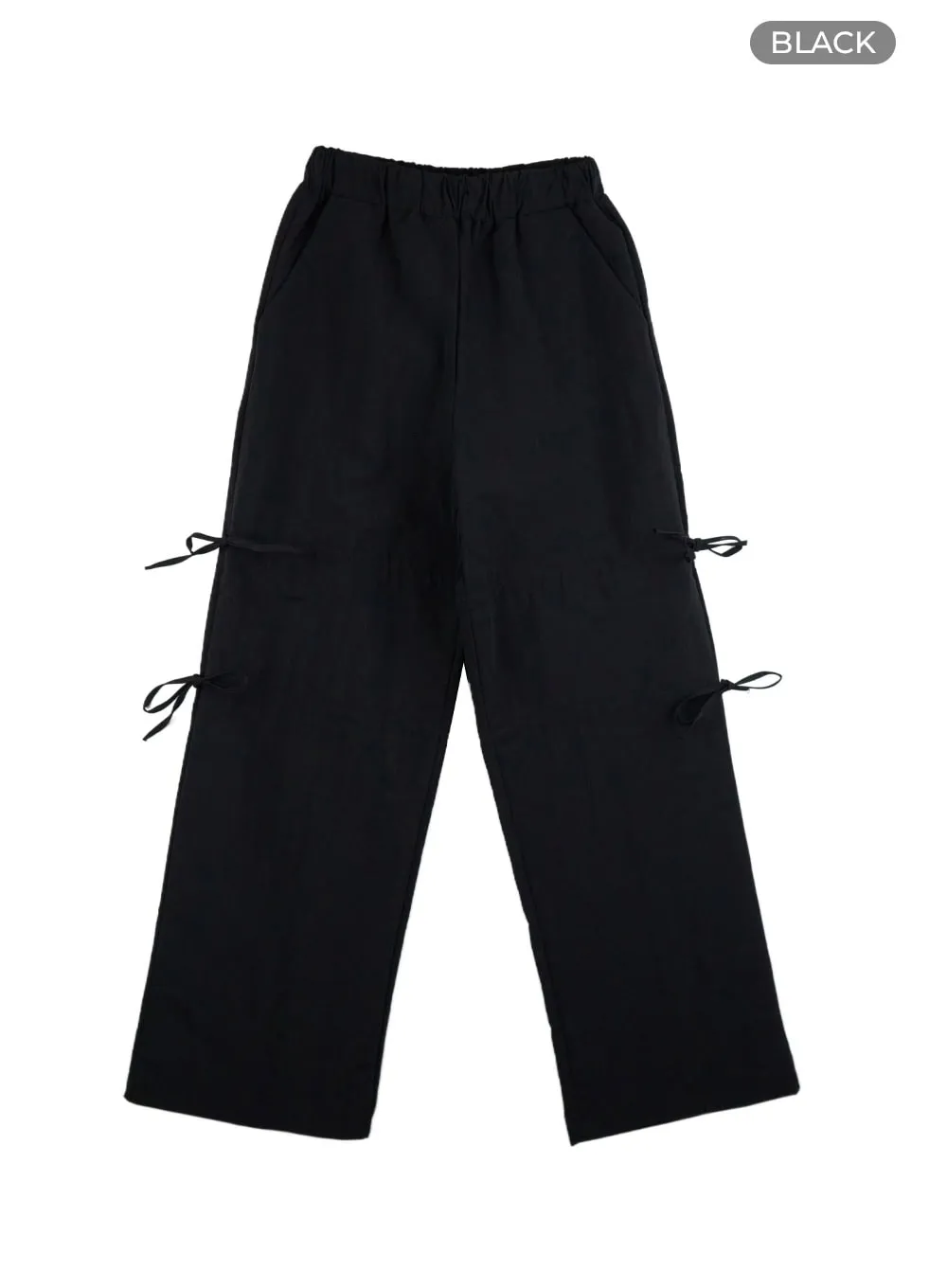 Shirred Ribbon Banded Wide-Leg Pants IS402