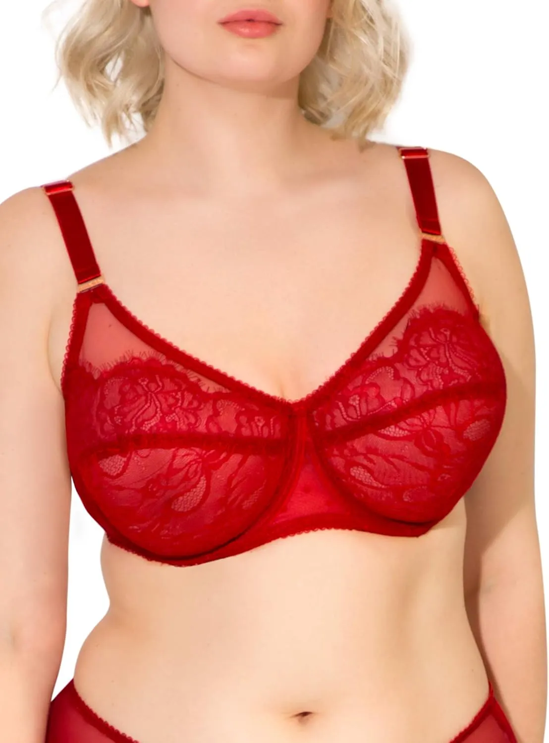 Smart & Sexy Women's Lace & Mesh Full Coverage Bra  Unlined Underwire for Natural Shaping