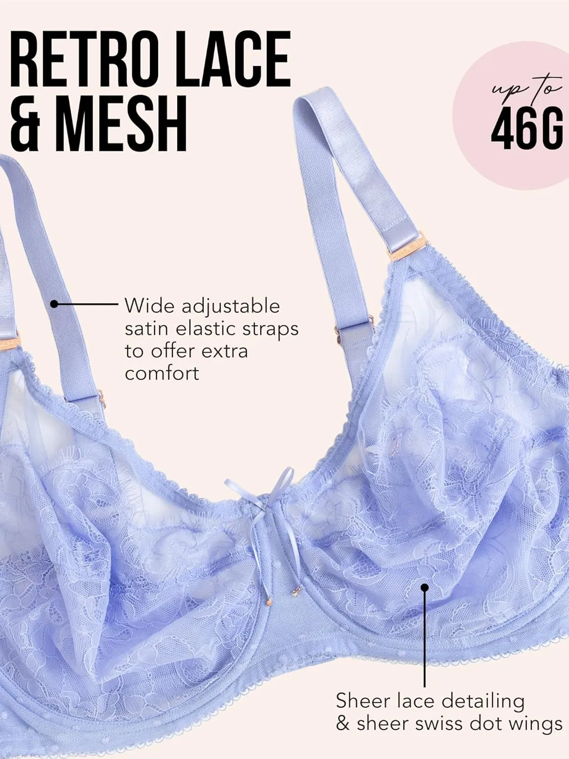 Smart & Sexy Women's Lace & Mesh Full Coverage Bra  Unlined Underwire for Natural Shaping