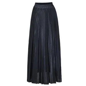 Solid Spliced Pleated Skirts For Women High Waist Temperament Casual Elegant Chic Skirt Female Fashion Clothing