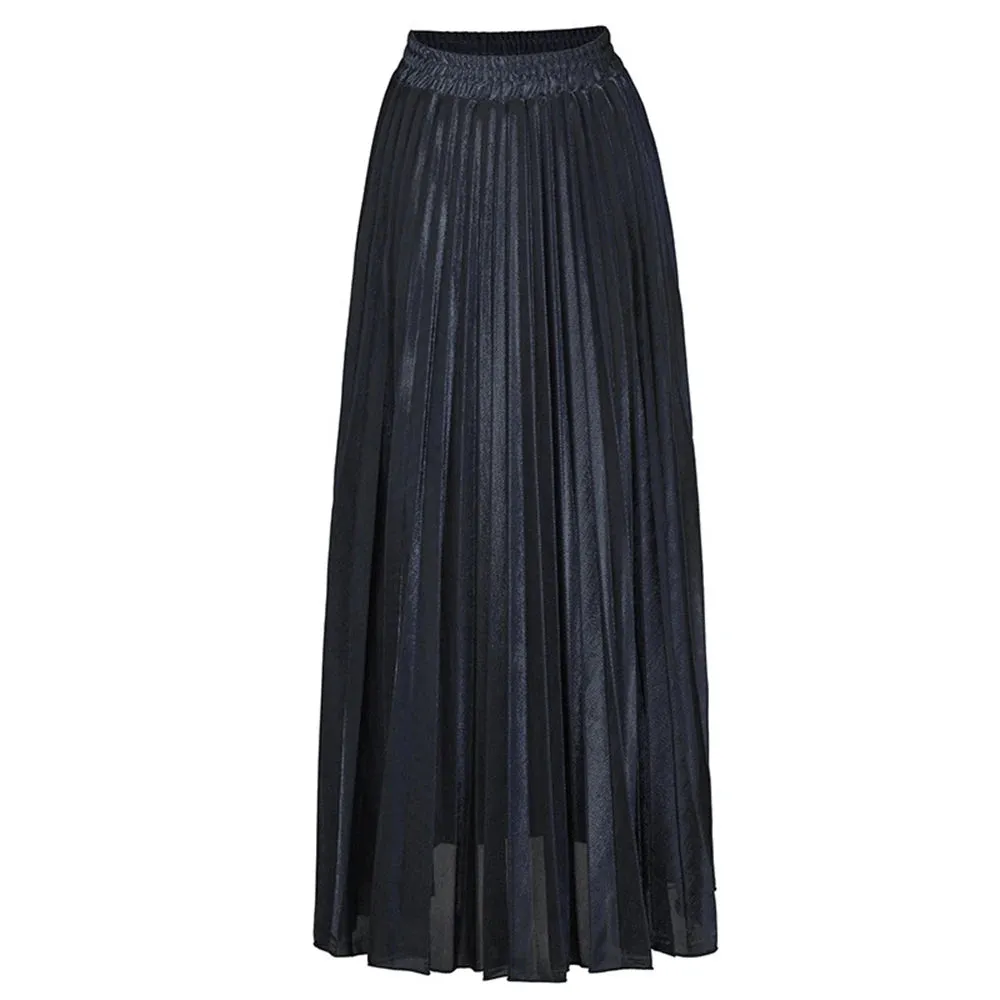 Solid Spliced Pleated Skirts For Women High Waist Temperament Casual Elegant Chic Skirt Female Fashion Clothing