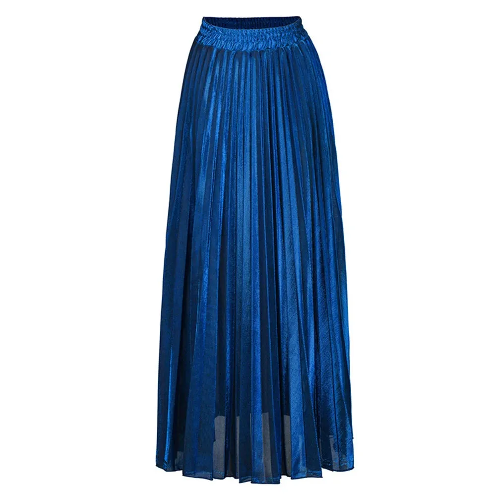 Solid Spliced Pleated Skirts For Women High Waist Temperament Casual Elegant Chic Skirt Female Fashion Clothing