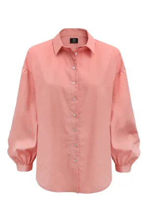 Summer Linen Button-up Shirt Peach
