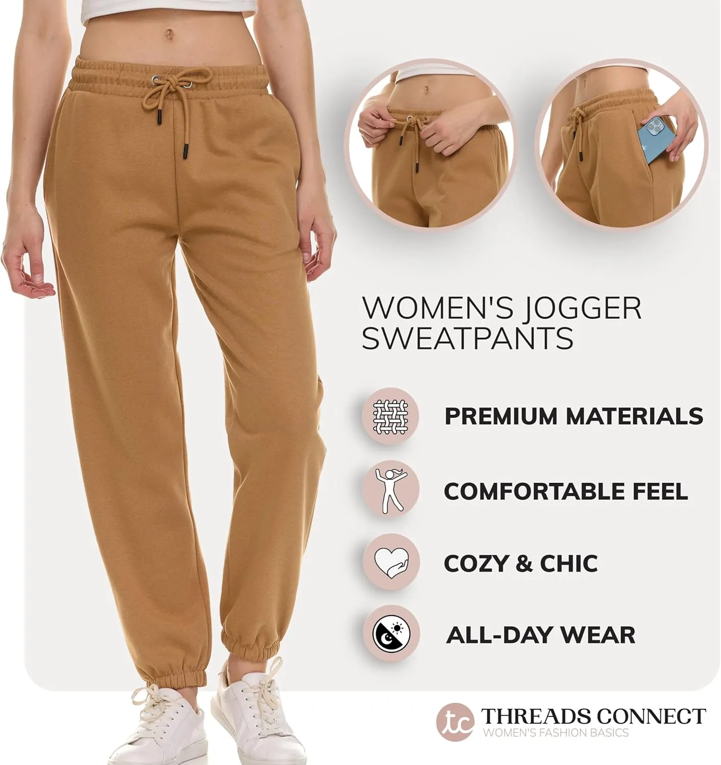 Sweatpants for Women, Closed Cinch Bottom Fleece Lounge Womens Oversized Joggers