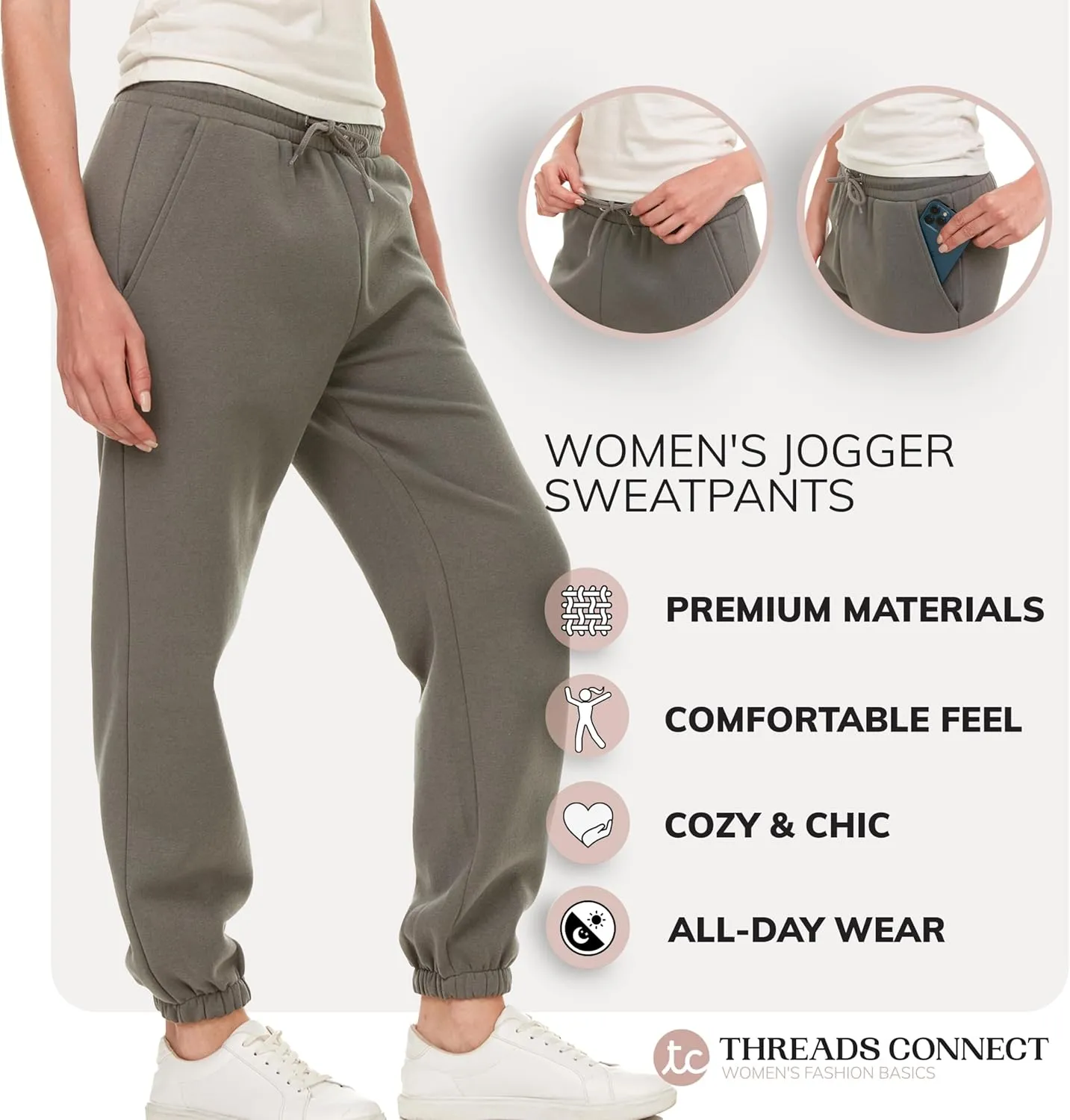 Sweatpants for Women, Closed Cinch Bottom Fleece Lounge Womens Oversized Joggers