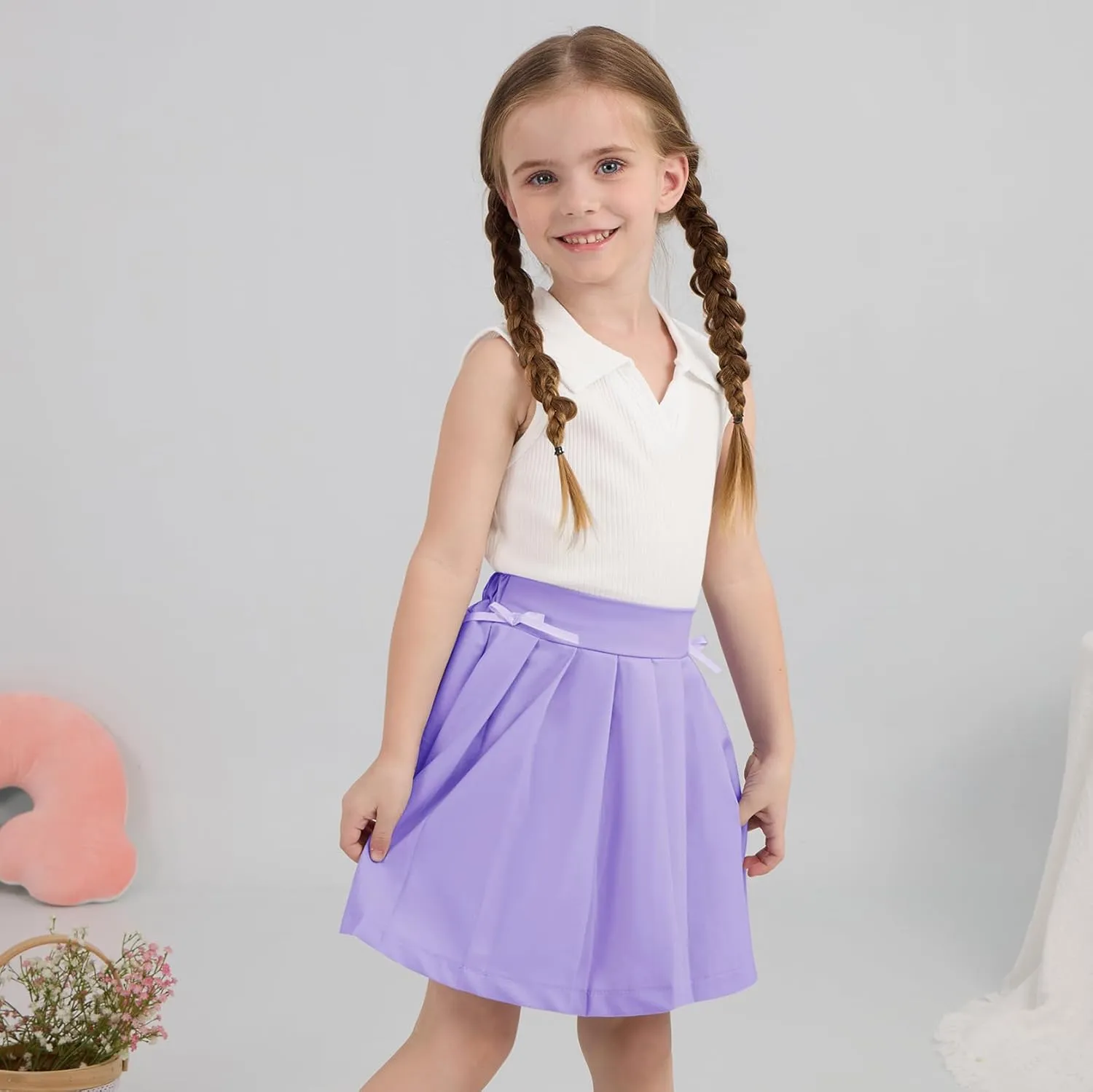 Toddler Girls Athletic Dress Golf Tennis Dress Outfit Sleeveless Golf Shirt and Tennis Skirt 2-7Y