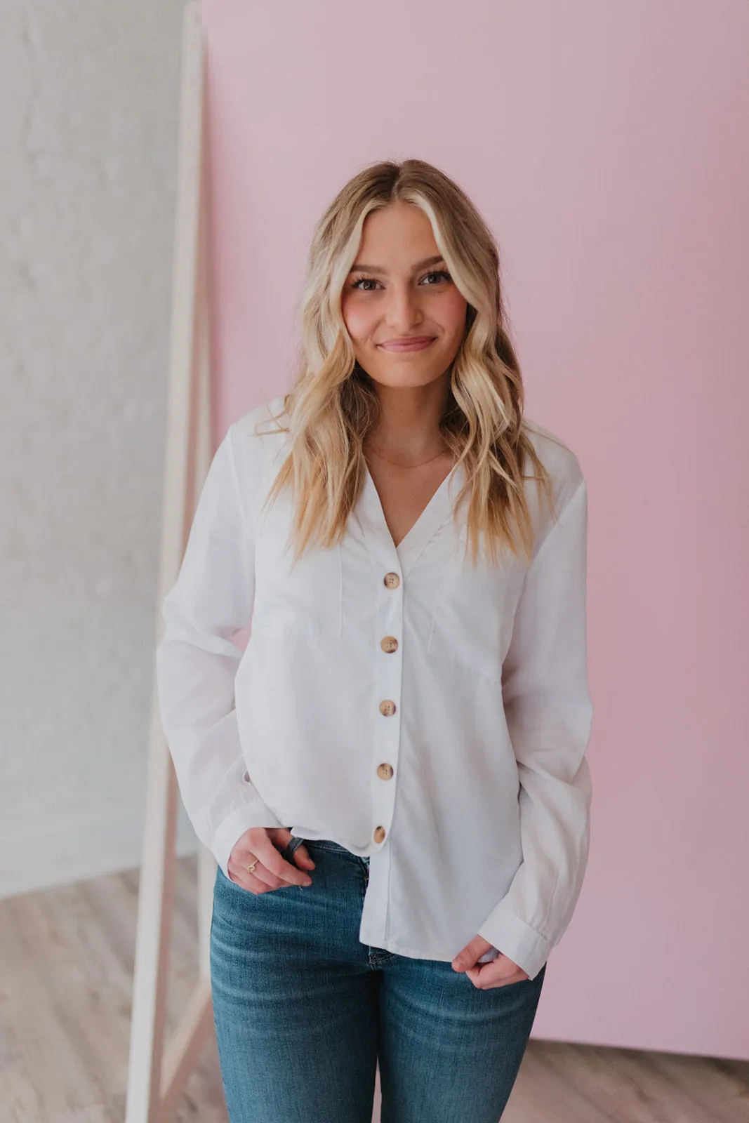 Tribal Brand Button Front Blouse