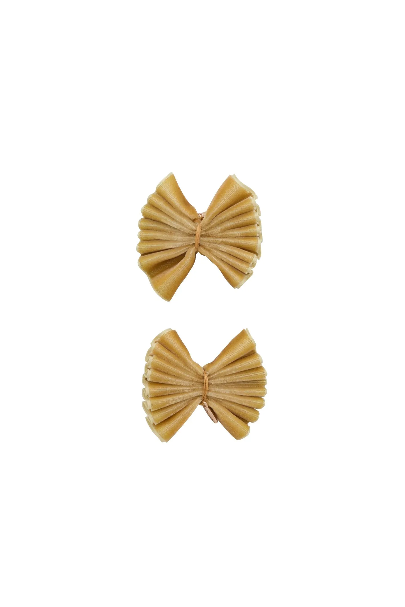 Velvet Pleated Butterfly Bow Clip Set - Golden (Handmade in the USA!)