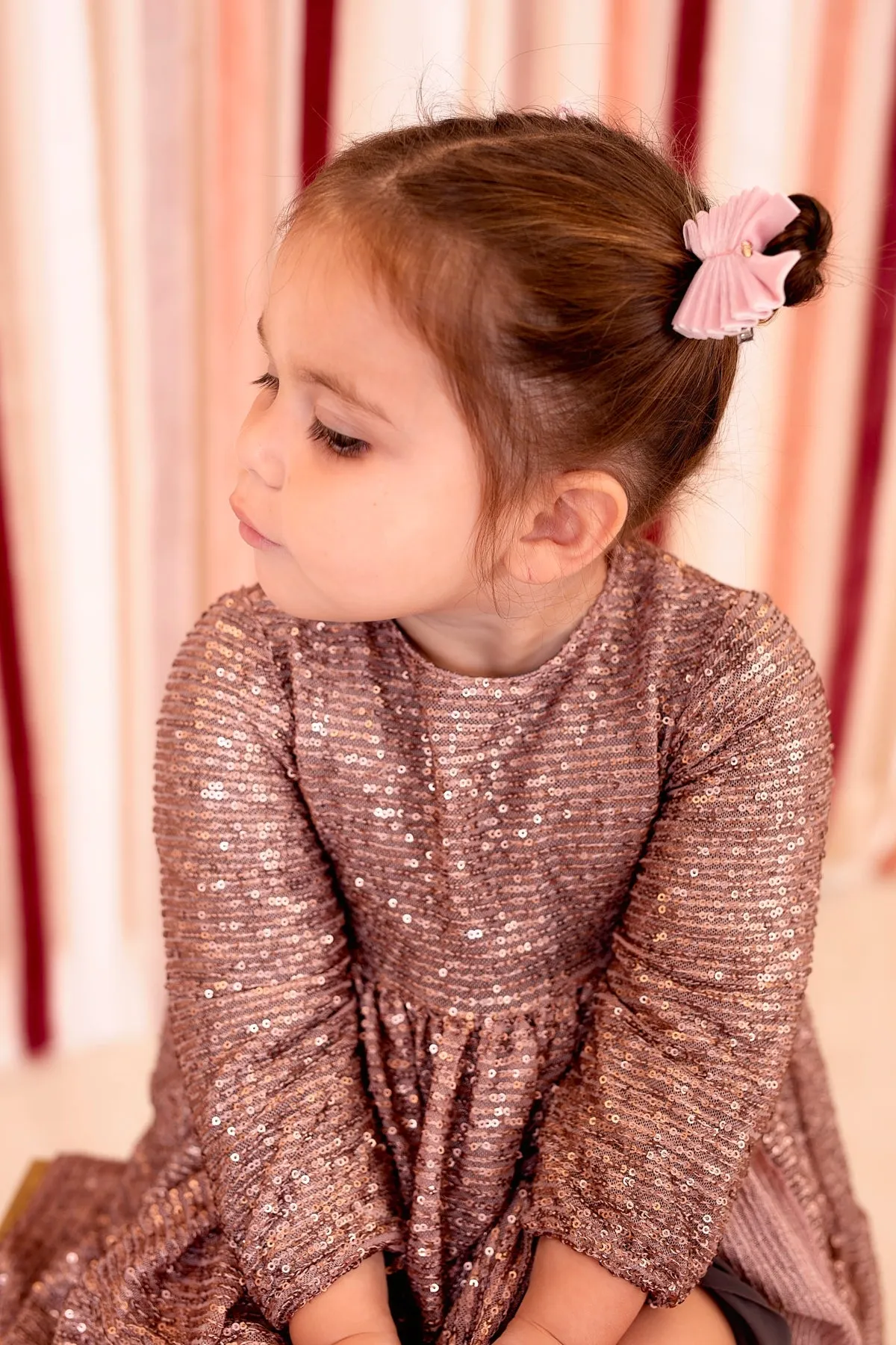 Velvet Pleated Butterfly Bow Clip Set - Golden (Handmade in the USA!)