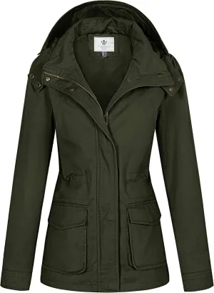 WenVen Women's Anorak Military Jacket Lightweight Casual Cotton Coat with Hood