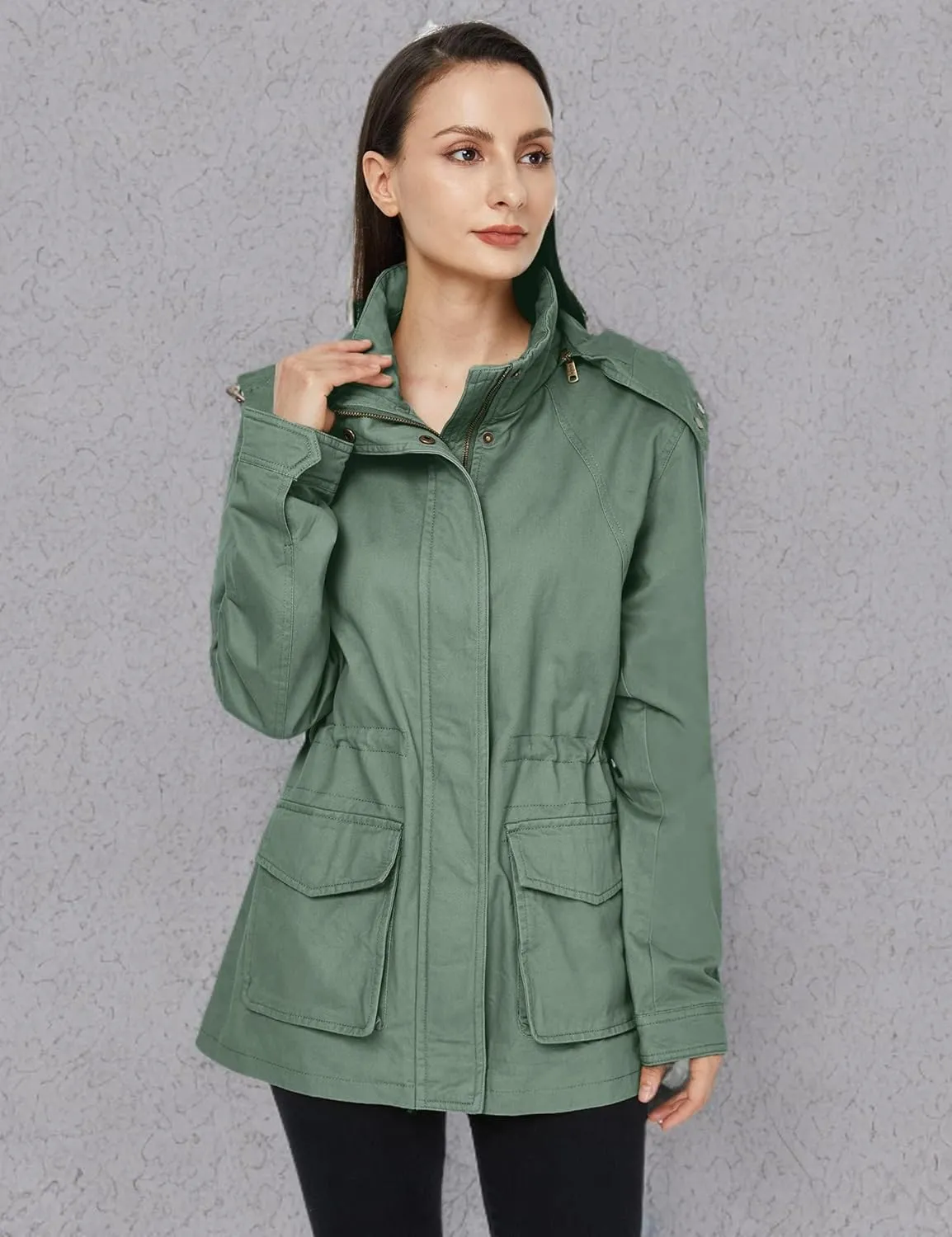 WenVen Women's Anorak Military Jacket Lightweight Casual Cotton Coat with Hood