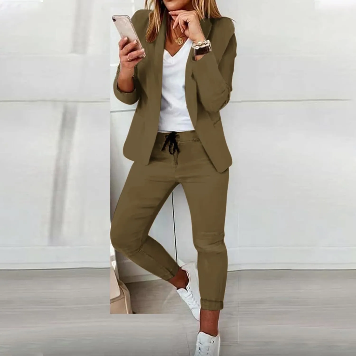 Women Suit Sets For Work 2025 Fall Two Piece Blazer Jacket and Pencil Pants Business Casual Office Formal Outfits