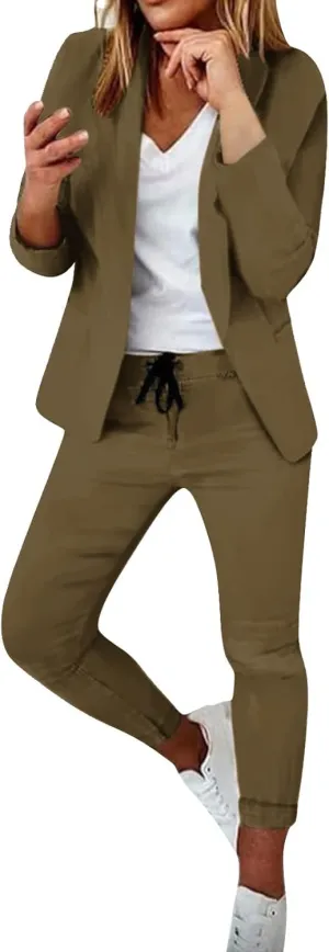 Women Suit Sets For Work 2025 Fall Two Piece Blazer Jacket and Pencil Pants Business Casual Office Formal Outfits