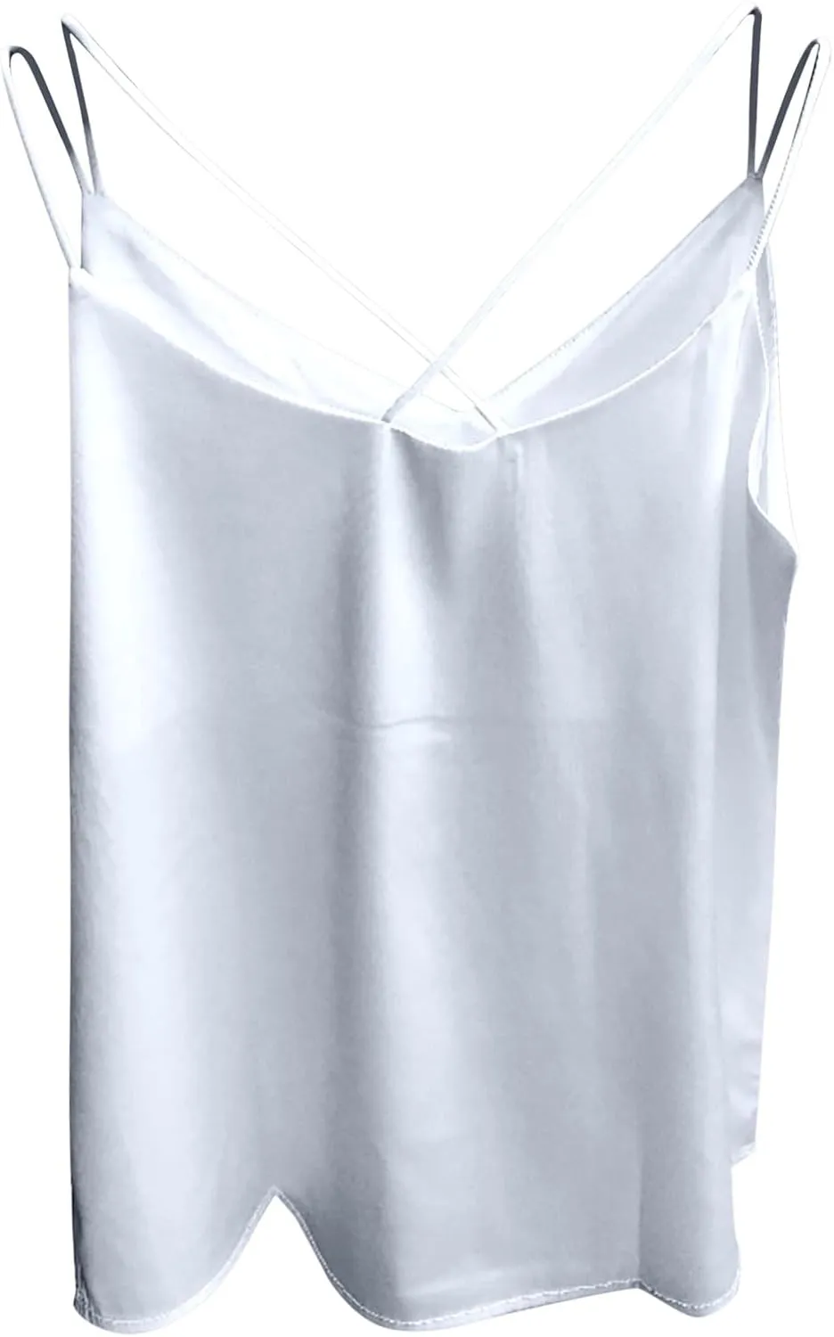 Womens Camisole Summer Casual Silk Satin Tank Tops Spaghetti Strap Cami V Neck Sleeveless Vest Work Office Basic Top