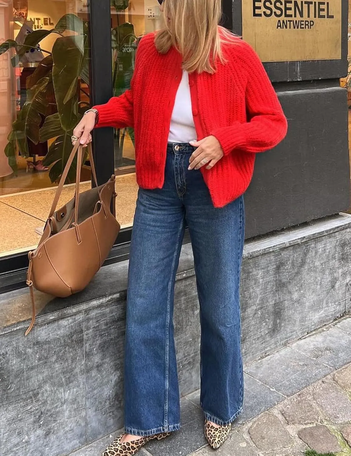 Women's Casual Puff Long Sleeve Crew Neck Cardigan Button Down Open Front Knit Loose Sweater Outwear