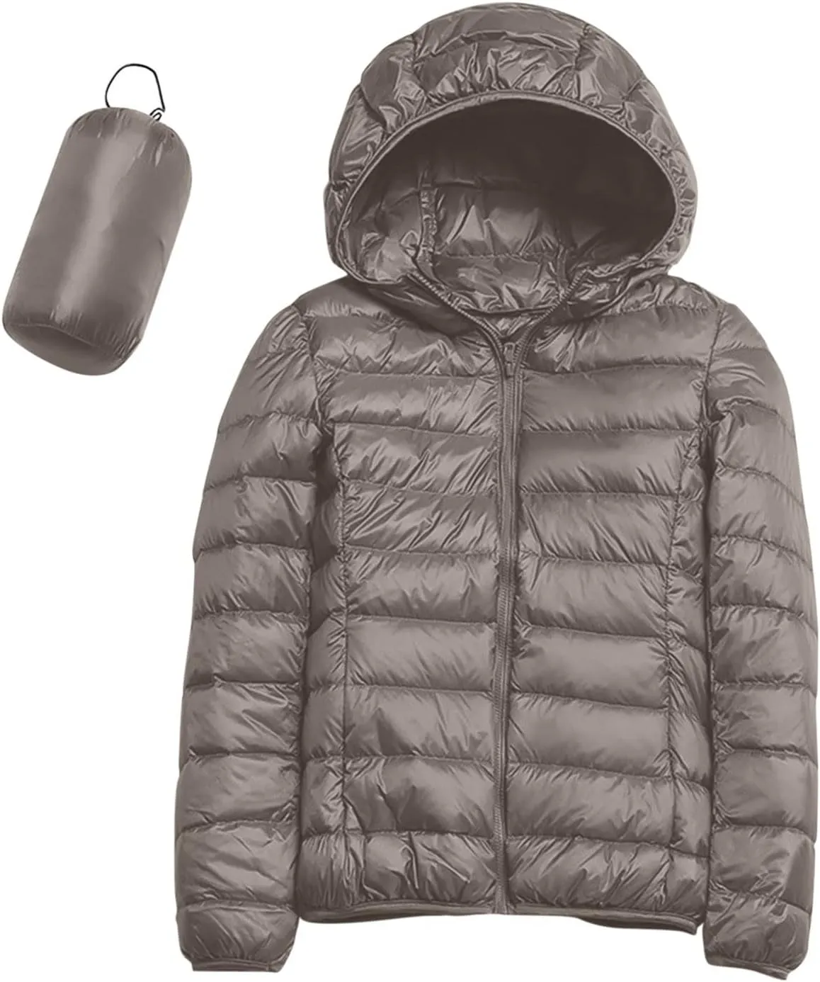 Women's Hooded Packable Puffer Jackets Winter Lightweight Warm Down Coats Trendy Slim Fit Windproof Duck Down Outwear