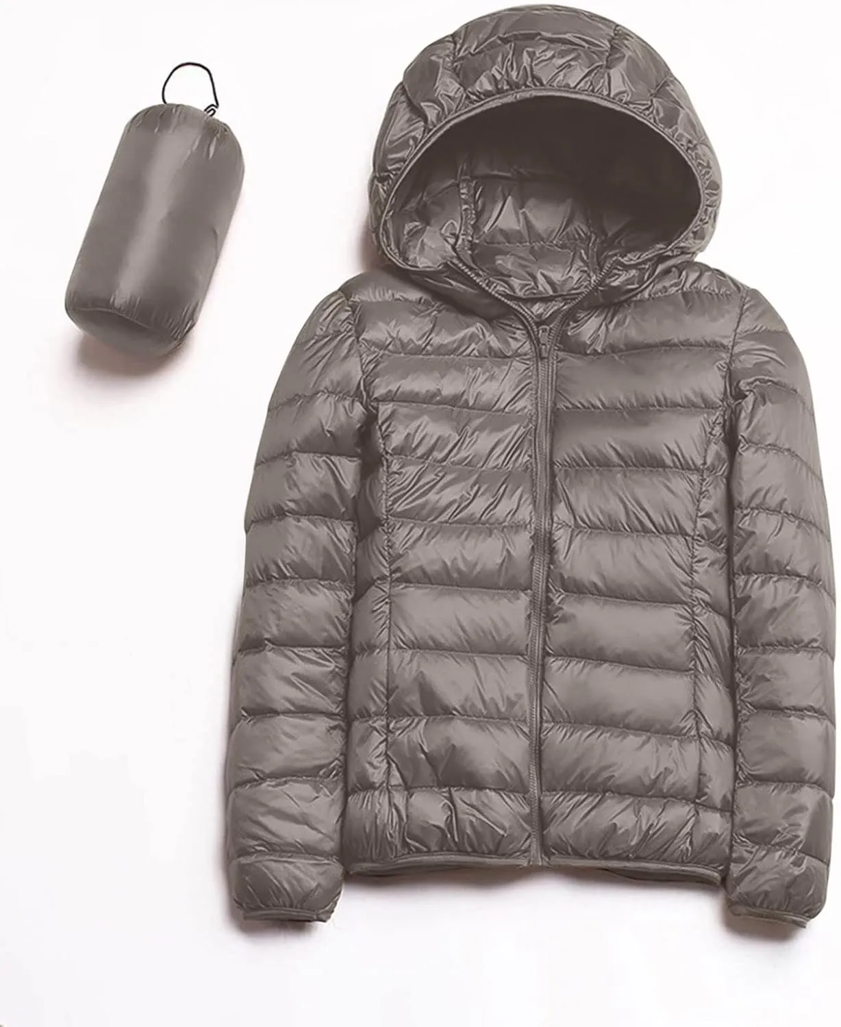 Women's Hooded Packable Puffer Jackets Winter Lightweight Warm Down Coats Trendy Slim Fit Windproof Duck Down Outwear