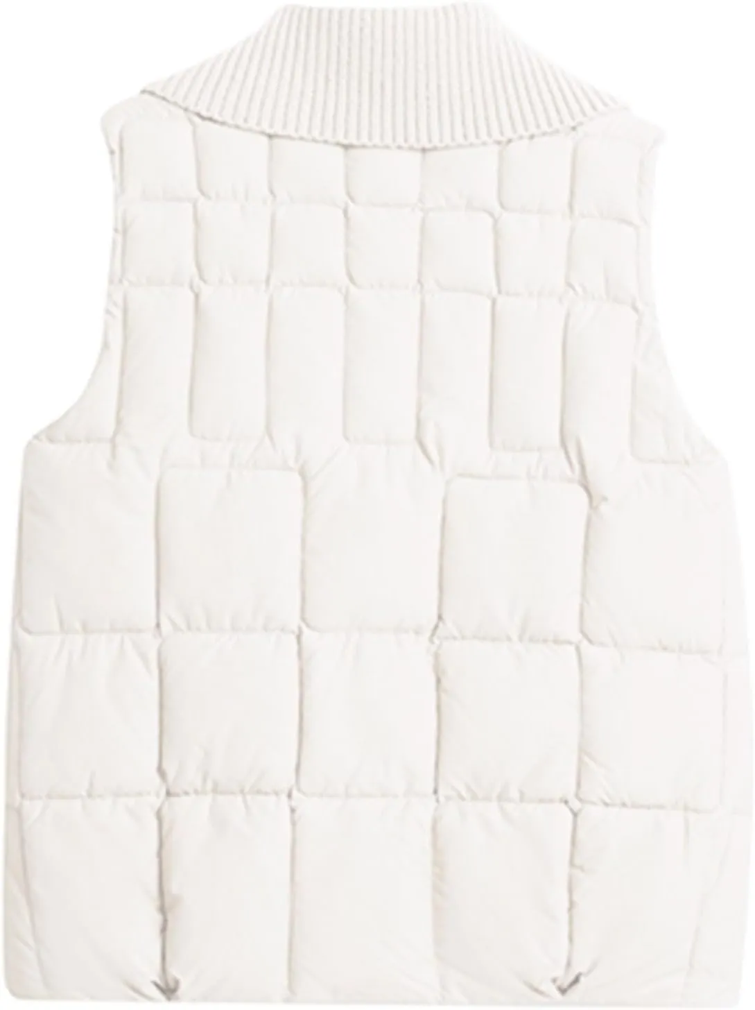 Womens Quilted Vest Lightweight Down Vests Stand Collar Padded Outwear Pockets Trendy Fashion Sleeveless Puffer Jackets