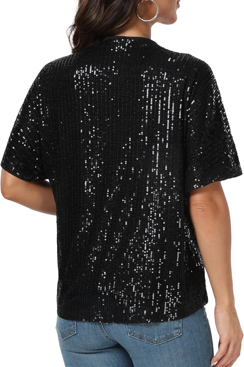 Women's Sequin Sparkle Lightweight Cardigan Casual Party Clubwear Cover Up Glitter Sequin Cardigan