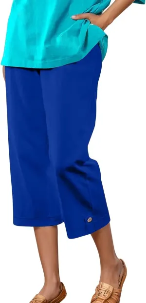 Women's Summer Casual Capri Pants High Waisted Wide Leg Comfortable Soft Knit Mid Length Breathable Workout Yoga
